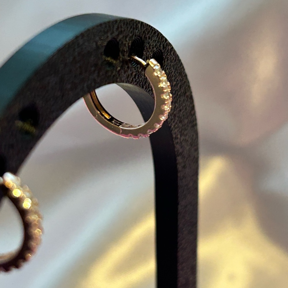 Elegant Gold and Crystal Hoop Earrings - Picture 5 of 5